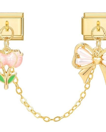 Doppel Charm Rose & Schleife