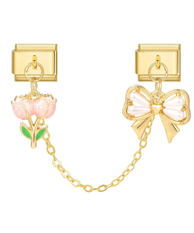 Doppel Charm Rose & Schleife