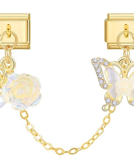 Doppel Charm Rose & Schmetterling