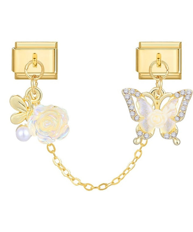 Doppel Charm Rose & Schmetterling