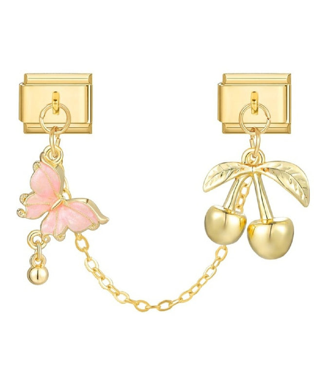 Doppel Charm Schmetterling Kirsche