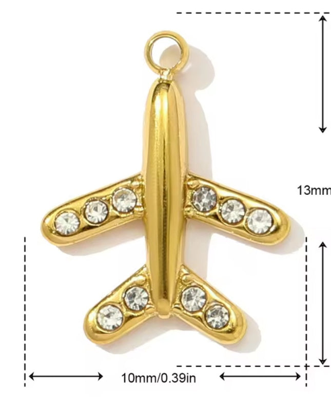 Flugzeug Charm mit Strasssteinen